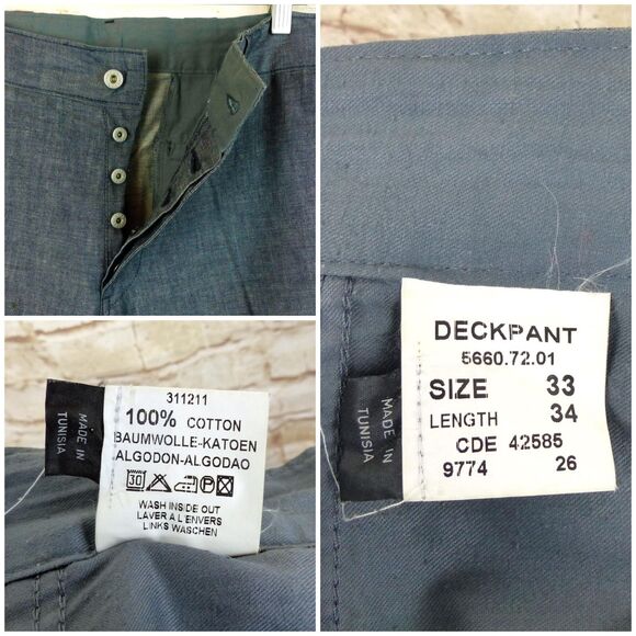 G-Star Raw Pant 33x34 (35x34) Blue Deckpant Chambray 3D Knee Straight Button Fly - Picture 8 of 14